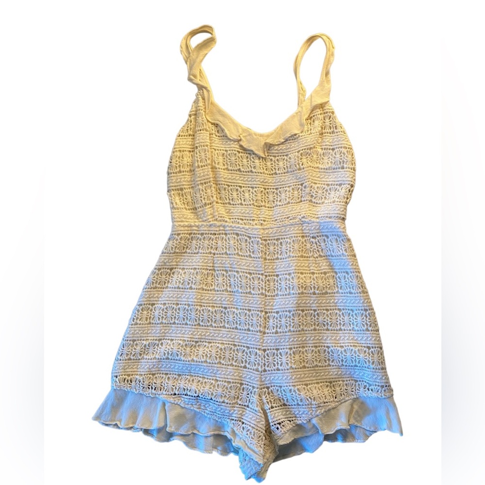 Astr the Label Crochet Romper in Ivory